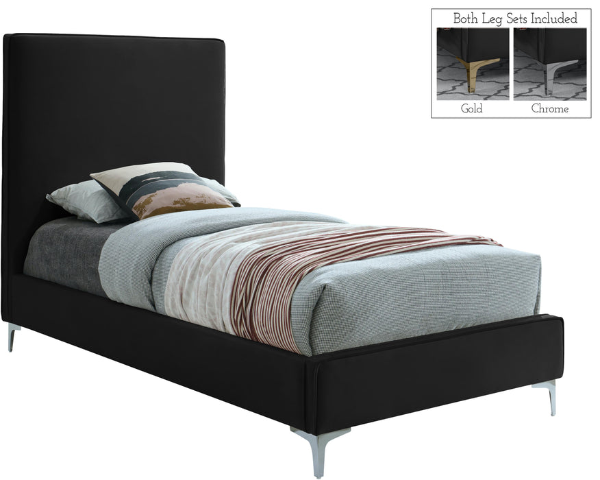 Geri Black Velvet Twin Bed