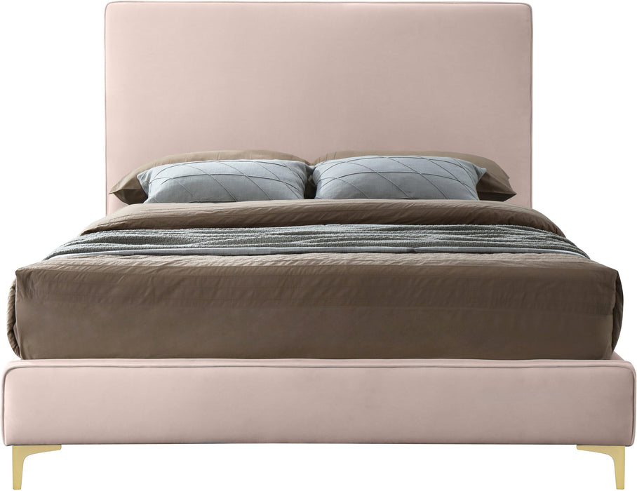 Geri Pink Velvet Queen Bed