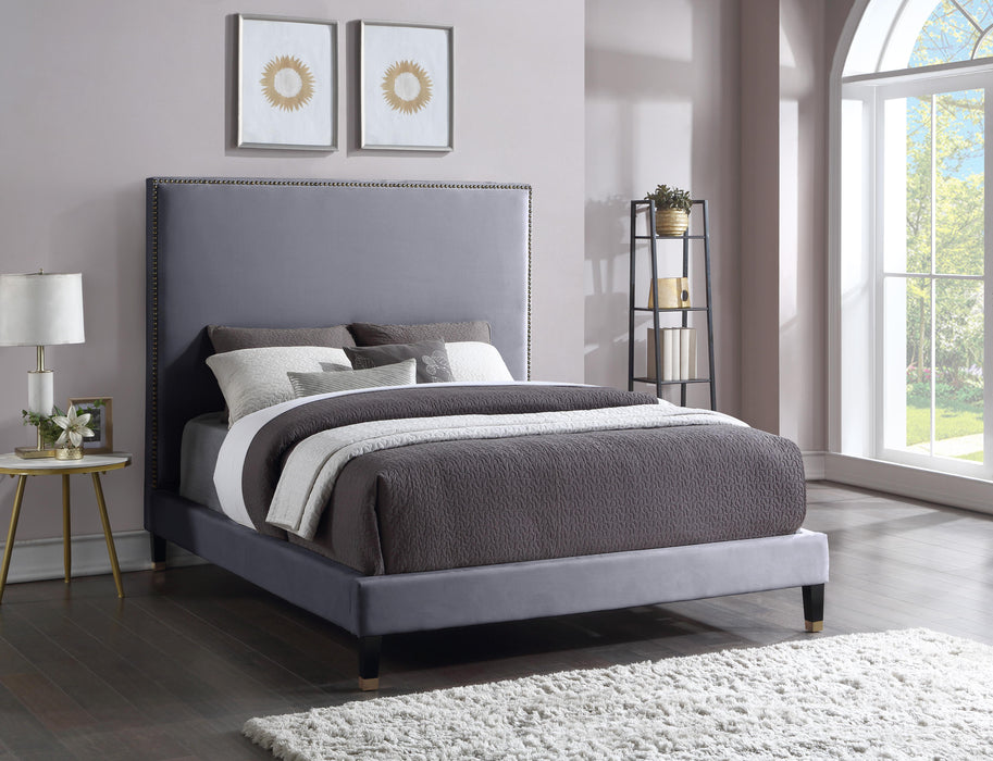 Harlie Grey Velvet Full Bed