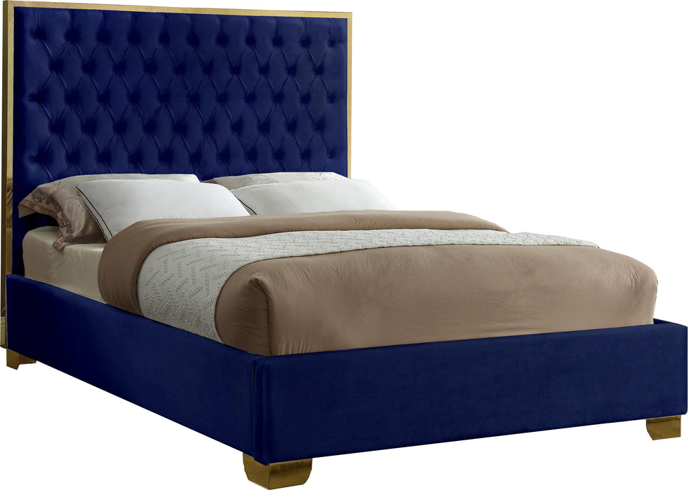 Lana Navy Velvet Queen Bed image