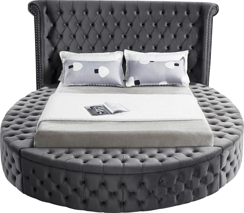 Luxus Grey Velvet Full Bed (3 Boxes)