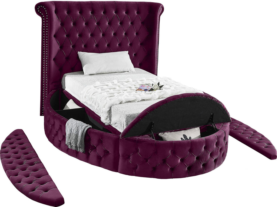 Luxus Purple Velvet Twin Bed