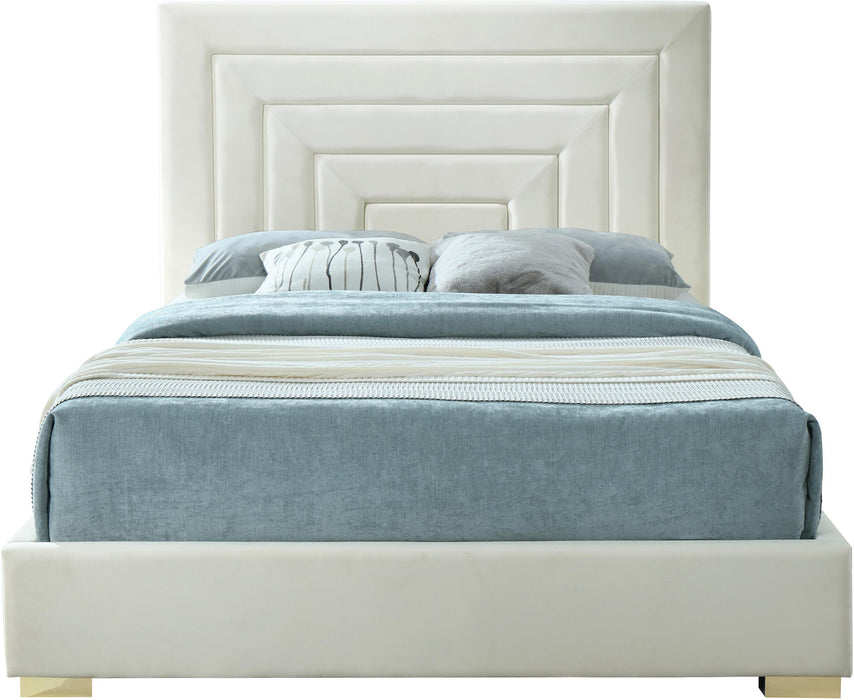 Nora Cream Velvet Queen Bed