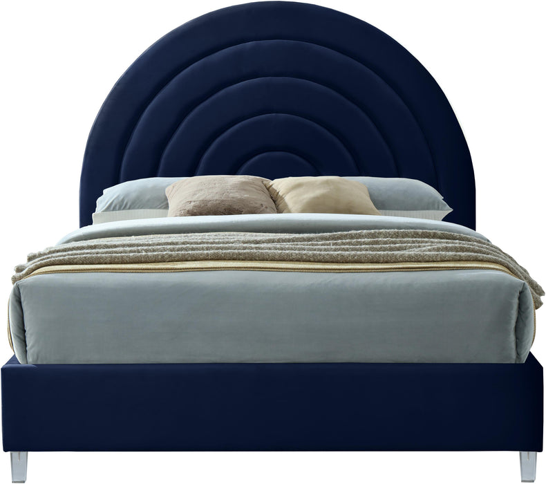 Rainbow Navy Velvet Full Bed