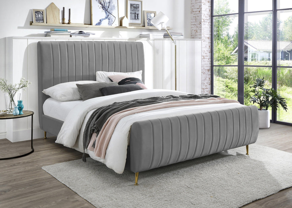 Zara Grey Velvet Full Bed (3 Boxes)