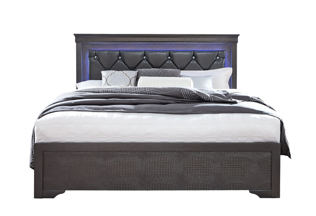 Pompei Metallic Grey Bed With Led