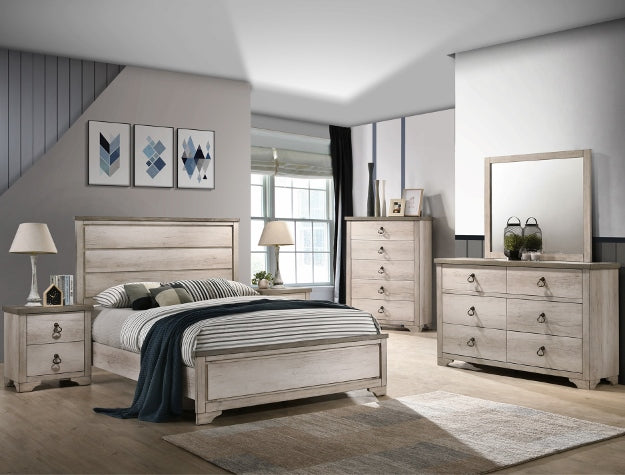 Crown Mark Patterson King Panel Bed in Driftwood Grey