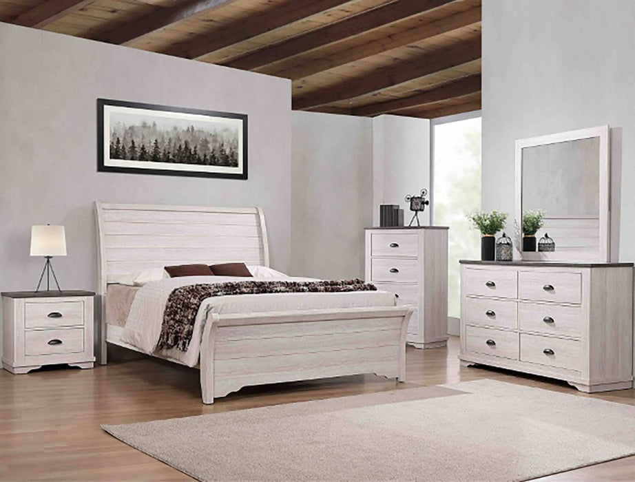 Crown Mark Furniture Coralee Queen Sleigh Bed in White B8130-Q