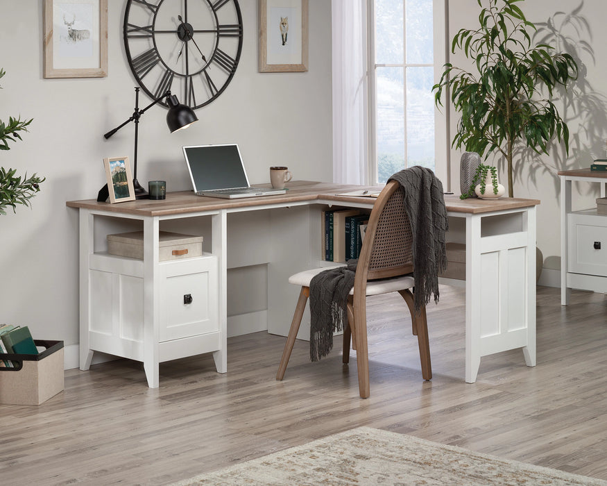 August Hill  L-Desk Wh Base W/ Loa Top