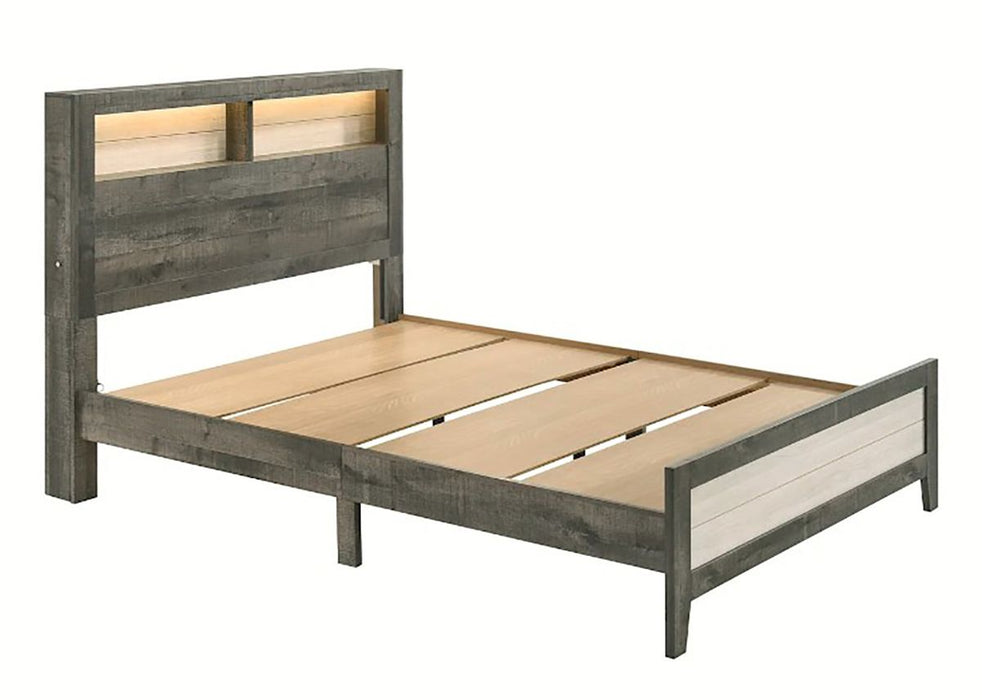 Crown Mark Furniture Rhett Queen Platform Bed in Gray