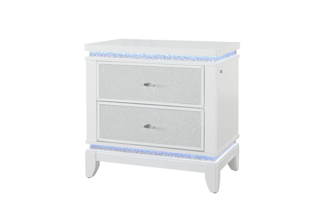ALINA WHITE NIGHTSTAND WITH LED AND USB