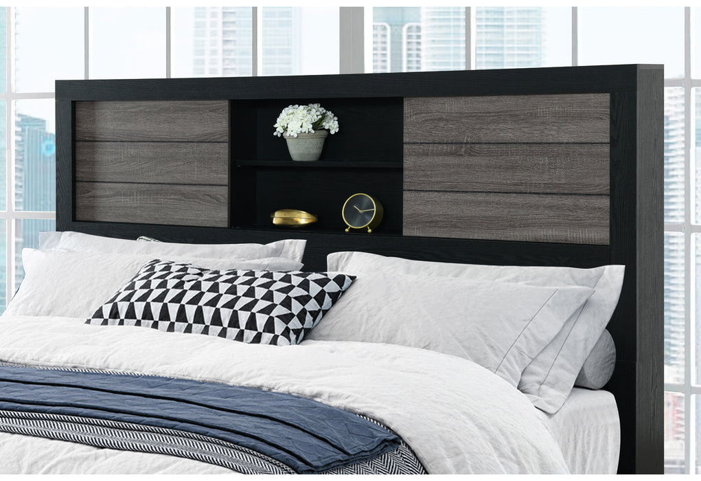 LISBON GREY/BLACK BOOKCASE FULL BED GROUP