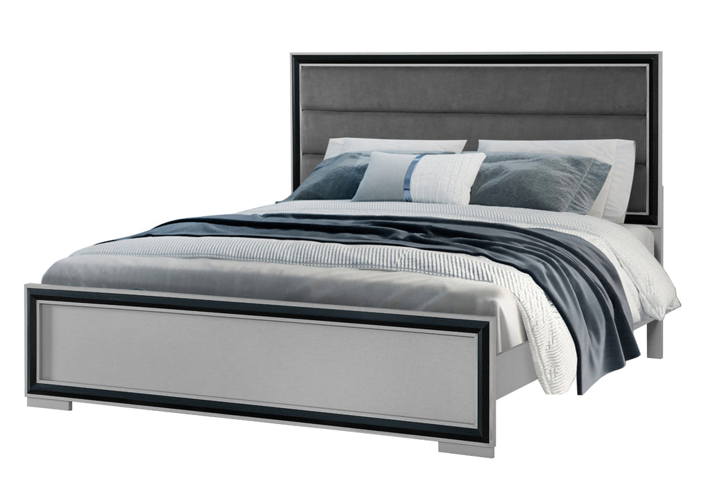 AMELIA GREY/BLACK FULL BED, DRESSER, MIRROR AND NIGHTSTAND