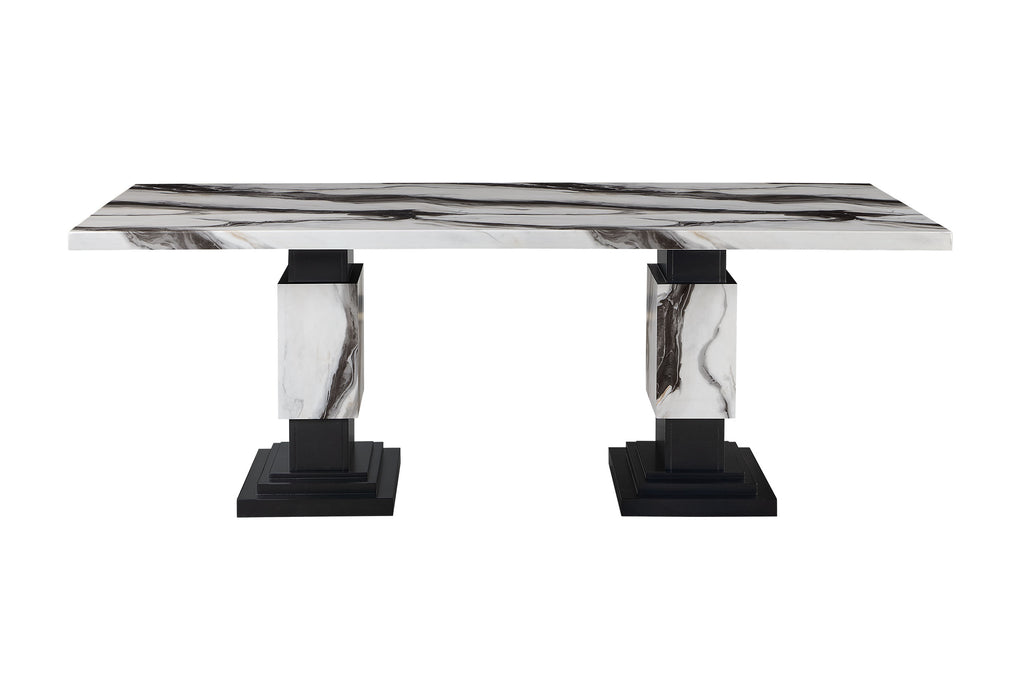 D12 DINING TABLE AND 8 D12 BLACK DINING CHAIRS