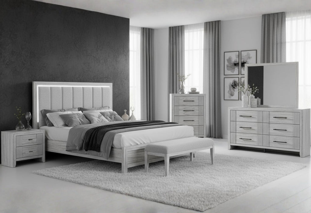 ELSIE GREY KING BED WITH LED