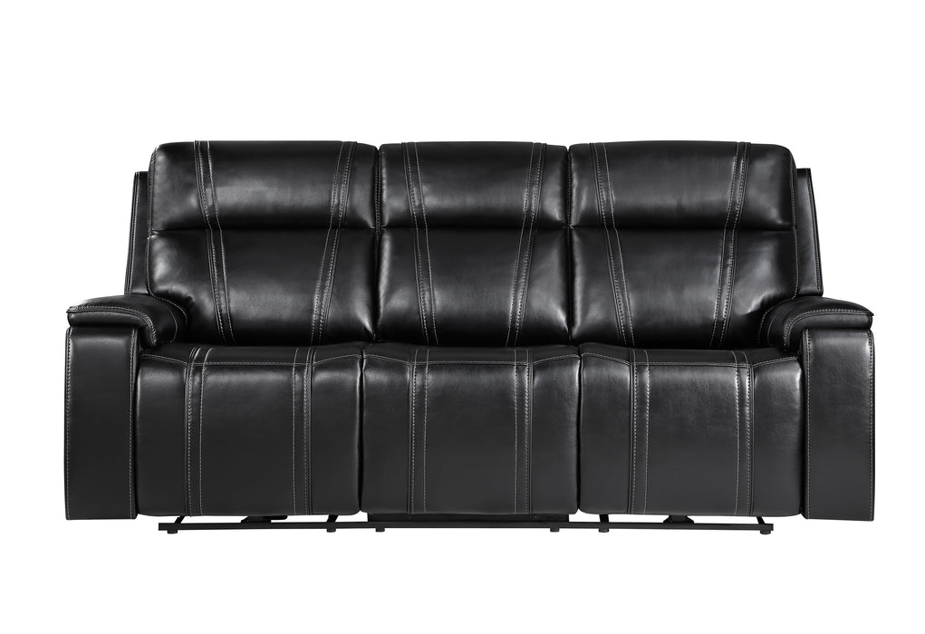 U8880 BLACK LEATHER POWER RECLINING SOFA