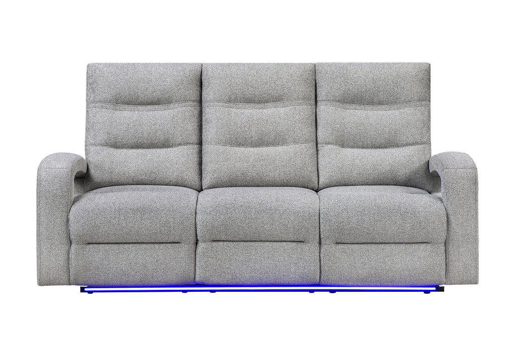 U6611 GREY 15 POWER RECLINING SOFA WITH LED