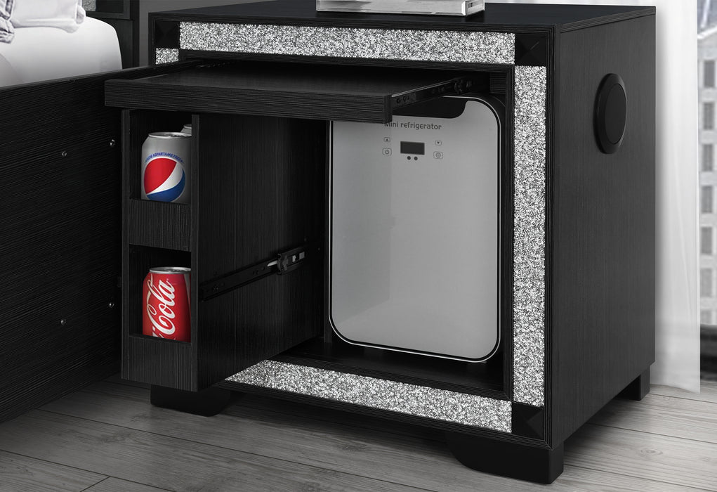 SOLEIL CHARCOAL NIGHTSTAND WITH COOLER AND SPEAKER