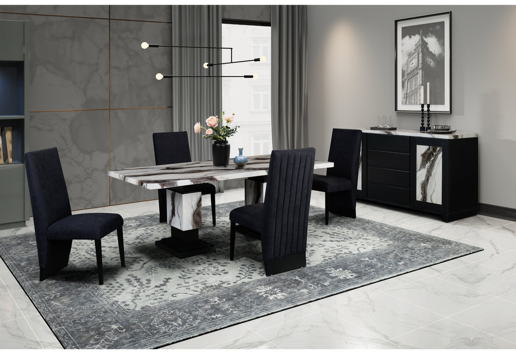 D12 DINING TABLE AND 8 D12 BLACK DINING CHAIRS