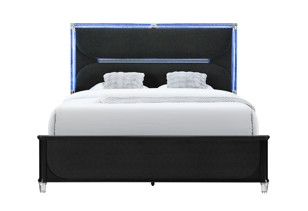 LANDO BLACK KING BED WITH CONTINUOUS LED