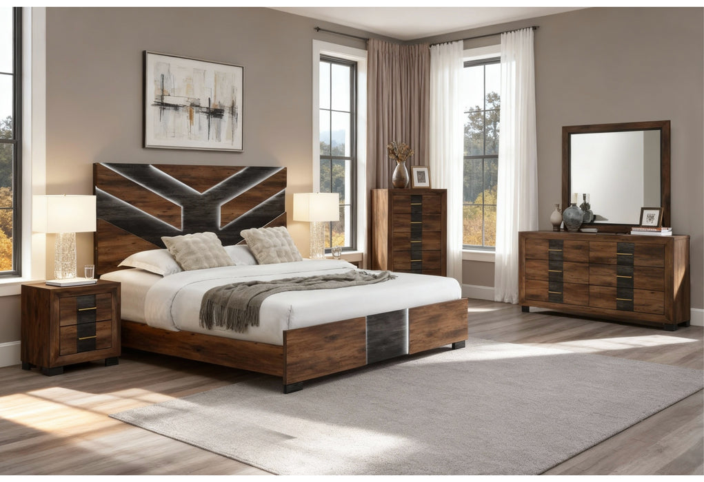 OPTIMUS BROWN/BLACK KING BED GROUP