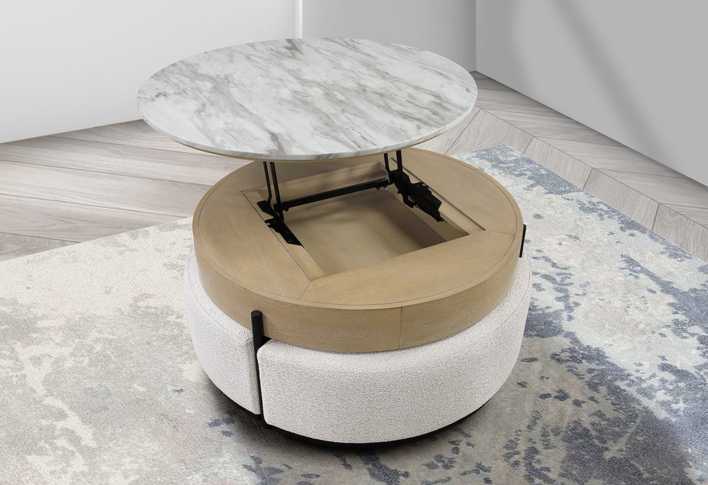 T42 NATURAL COFFEE TABLE WITH 3 STOOLS