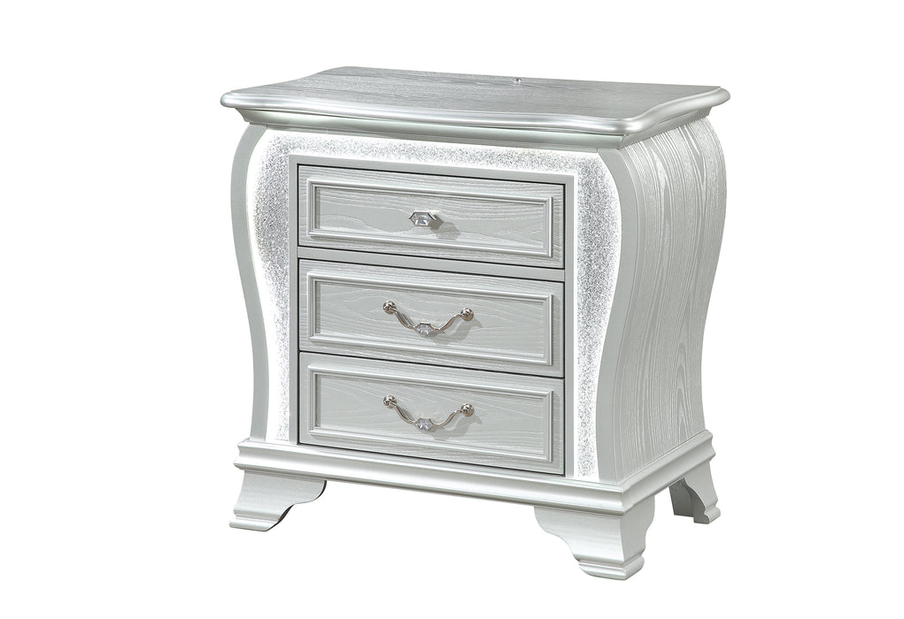 ARIA SILVER NIGHTSTAND WITH LED