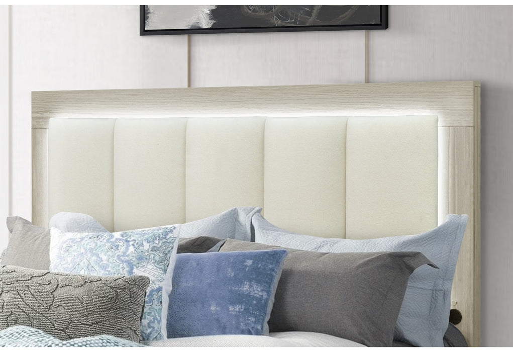 EMMA NATURAL/WHITE FULL BED WITH LED AND USB