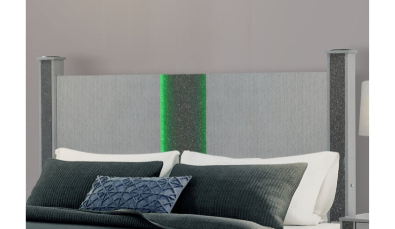 LOGAN SILVER KING BED WITH LED AND SPEAKERS
